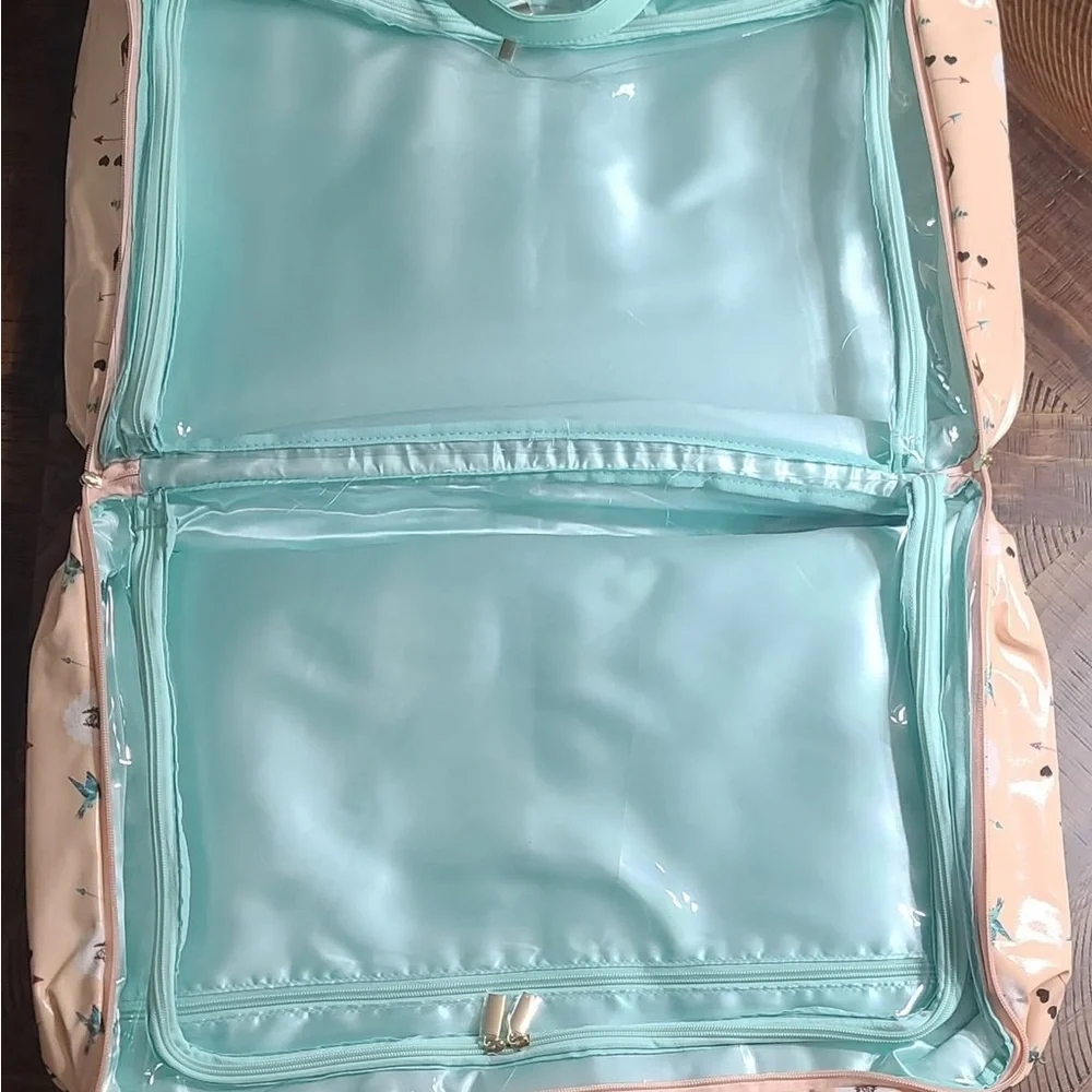Plunder Floral Deer Antler Print Tan Teal Women's briefcase utility travel bag